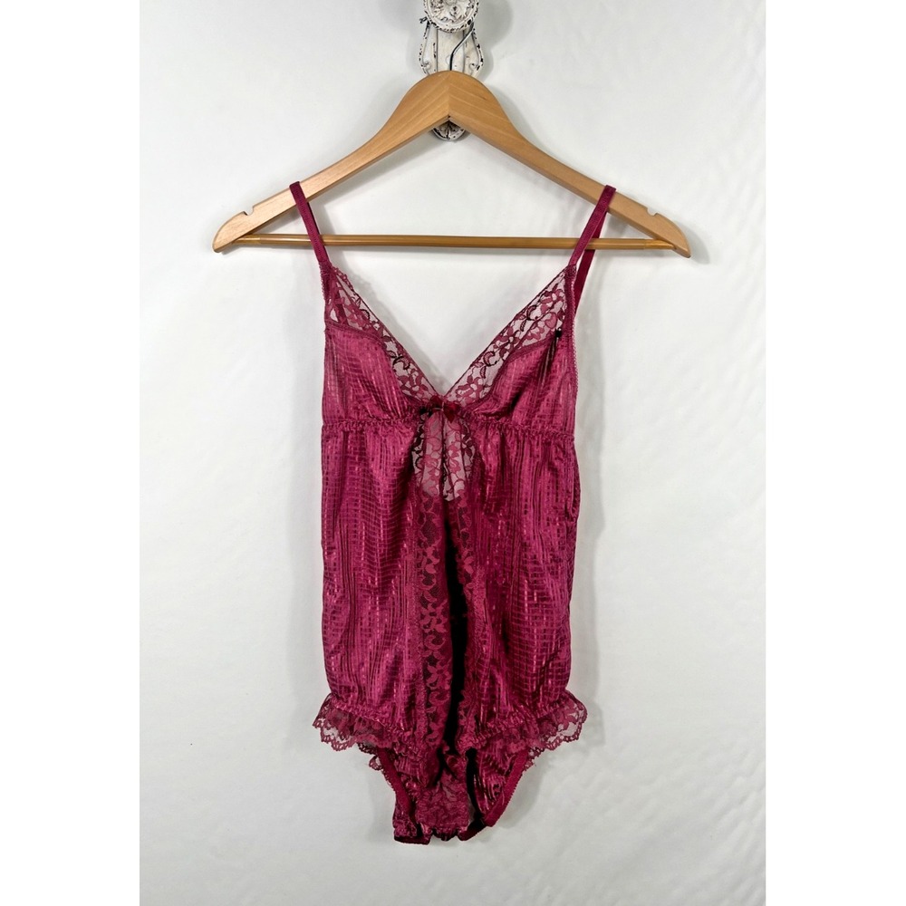 Sasson VTG Women's Intimate Bodysuit Rose Burgundy Lace Feminine Romantic Sz. 36